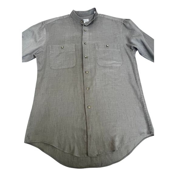 Yves Saint Laurent Men’s Shirt‎ Gray Cotton Blend Button-Up Size Medium YSL - Picture 5 of 9
